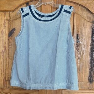 Talbots Navy and White Striped Top